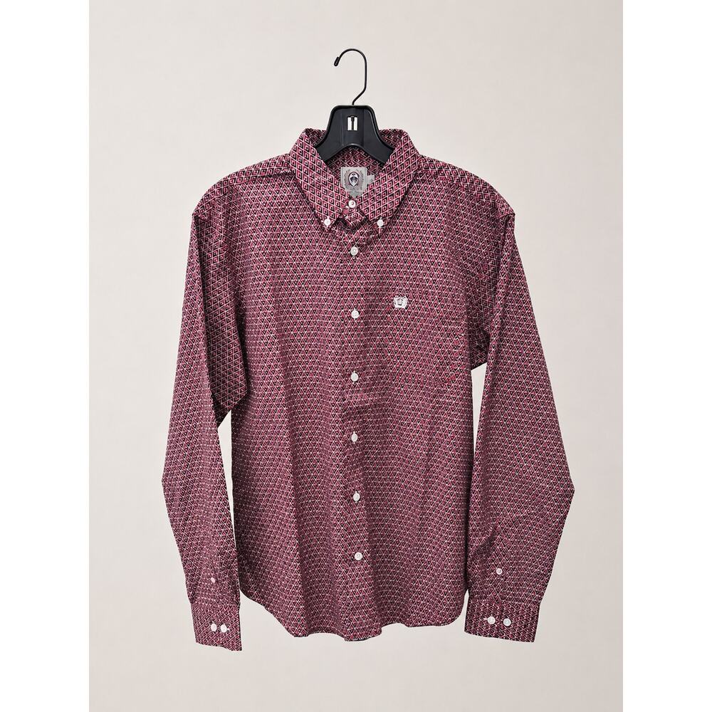 Cinch Boys Geometric Western Button Down Shirt NWT XL 14 Red Black